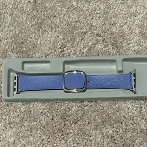 Leather Apple Watch Band in Periwinkle Blue with Silver Connector